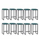 Kit 10 Banqueta Alta Lua Preto Azul Turquesa