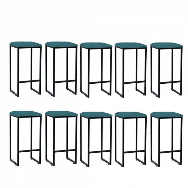 Kit 10 Banqueta Alta Lua Preto Azul Turquesa