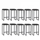 Kit 10 Banqueta Alta Lua Preto Cinza