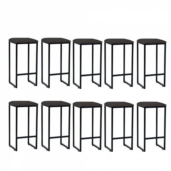 Kit 10 Banqueta Alta Lua Preto Cinza