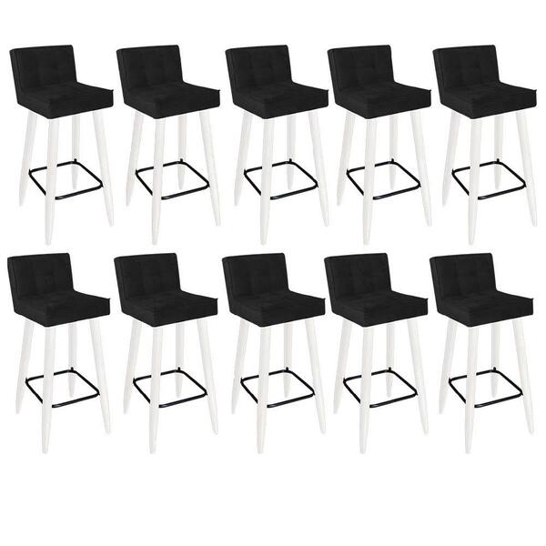 Kit 10 Banqueta Alta Lucy Branco Preto
