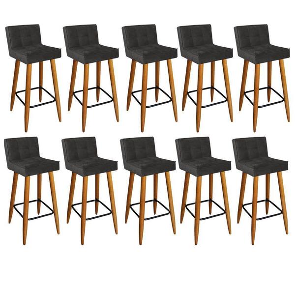 Kit 10 Banqueta Alta Lucy Castanho Cinza