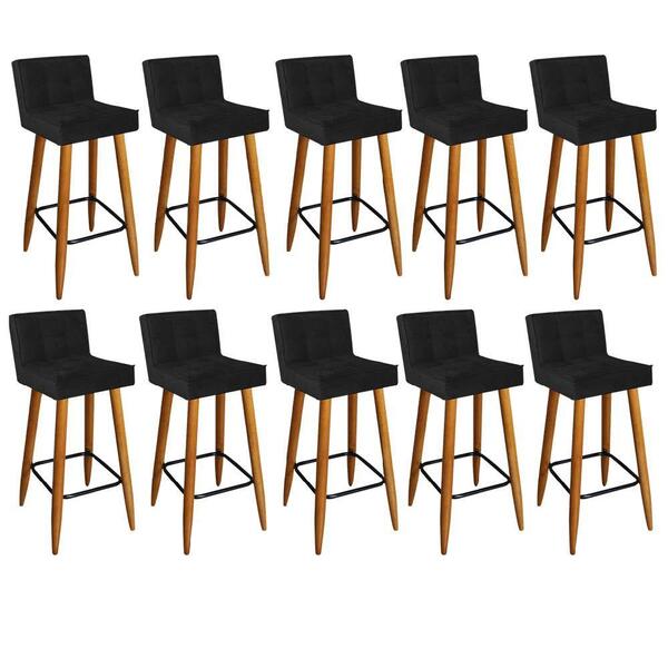 Kit 10 Banqueta Alta Lucy Castanho Preto