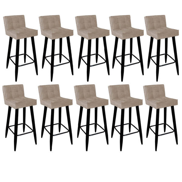 Kit 10 Banqueta Alta Lucy Com Encosto Cozinha Bar Balcão Bist