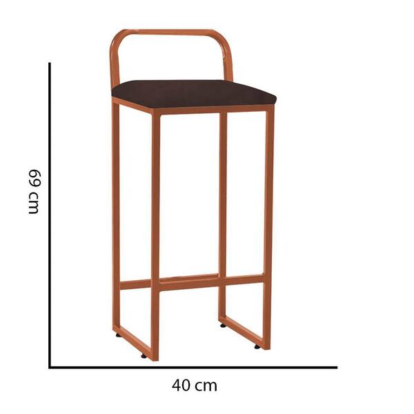 Kit 10 Banqueta Alta Luffi Com Encosto Bronze Marrom