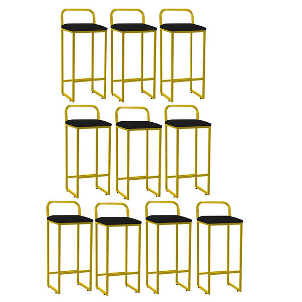 Kit 10 Banqueta Alta Luffi Com Encosto Cozinha Bar Balcão Bis
