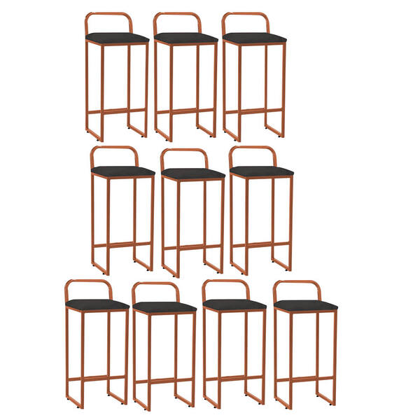 Kit 10 Banqueta Alta Luffi Com Encosto Cozinha Bar Balcão Bis
