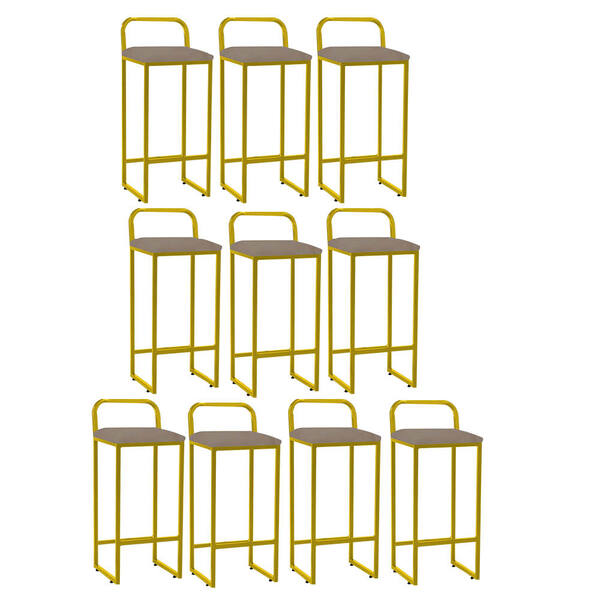 Kit 10 Banqueta Alta Luffi Com Encosto Cozinha Bar Balcão Bis