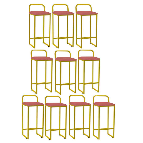 Kit 10 Banqueta Alta Luffi Com Encosto Cozinha Bar Balcão Bis