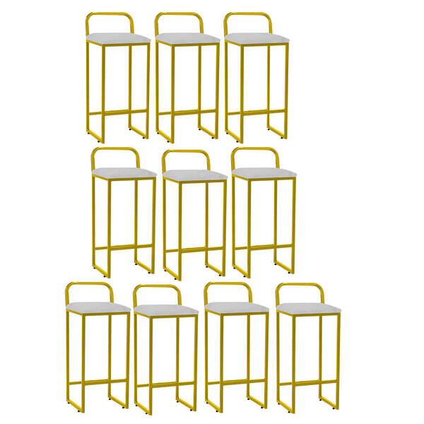 Kit 10 Banqueta Alta Luffi Com Encosto Cozinha Bar Balcão Bis