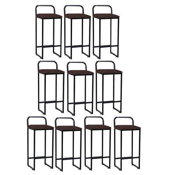 Kit 10 Banqueta Alta Luffi Com Encosto Cozinha Bar Balcão Bis