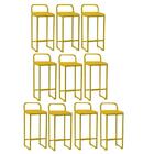 Kit 10 Banqueta Alta Luffi Com Encosto Dourado Amarelo
