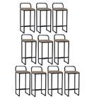 Kit 10 Banqueta Alta Luffi Com Encosto Preto Bege