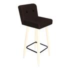 Kit 10 Banqueta Alta Palito Branco Corino Marrom