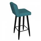 Kit 10 Banqueta Alta Preto Botão Azul Turquesa