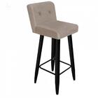 Kit 10 Banqueta Alta Preto Botão Bege