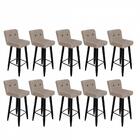 Kit 10 Banqueta Alta Preto Botão Preto Bege