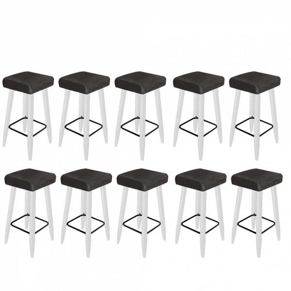 Kit 10 Banqueta Alta Quadrado Luma Branco Cinza