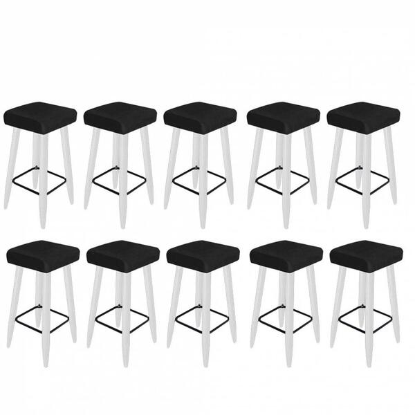 Kit 10 Banqueta Alta Quadrado Luma Branco Preto