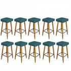 Kit 10 Banqueta Alta Quadrado Luma Castanho Azul Turquesa