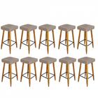Kit 10 Banqueta Alta Quadrado Luma Castanho Bege