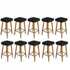 Kit 10 Banqueta Alta Quadrado Luma Castanho Preto