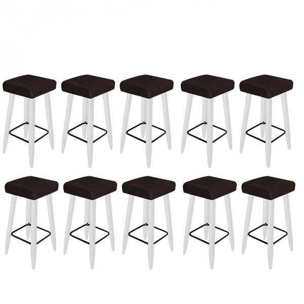 Kit 10 Banqueta Alta Quadrado Luma Para Cozinha Bar Balcão Bi