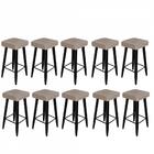 Kit 10 Banqueta Alta Quadrado Luma Preto Bege