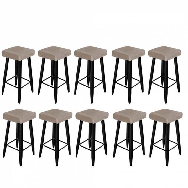 Kit 10 Banqueta Alta Quadrado Luma Preto Bege