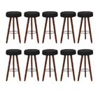 Kit 10 Banquetas Alex Suede Cinza Pés Palito Bnn Decor