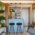 Kit 10 Banquetas Alex Suede Cinza Pés Palito Bnn Decor