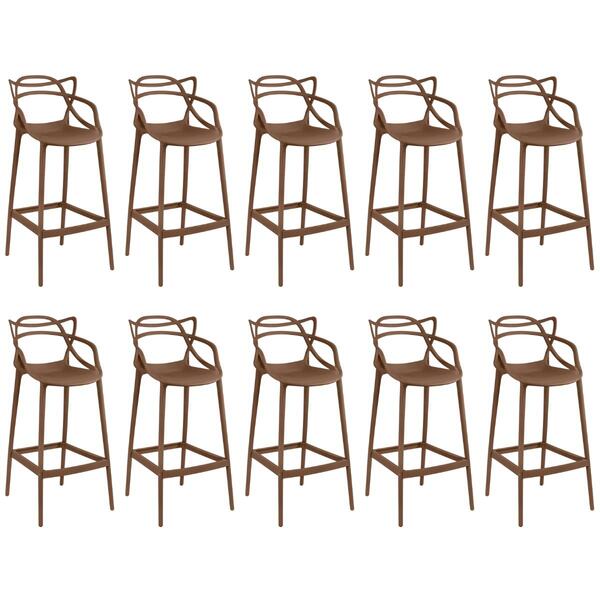 Kit 10 Banquetas Allegra Com Encosto Design Cozinha/bancada -