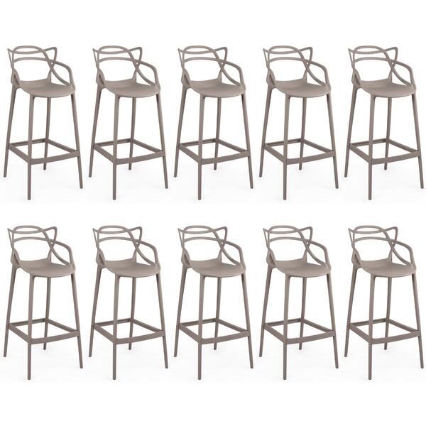 Kit 10 Banquetas Allegra Com Encosto Design Cozinha/bancada -