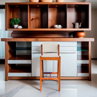 Kit 10 Banquetas Alta De Madeira Com Encosto Tecido Sintético