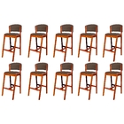 Kit 10 Banquetas Alta De Madeira Com Encosto Veludo Cappuccin