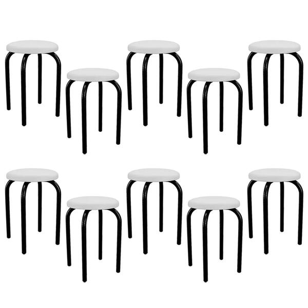 Kit 10 Banquetas Baixas Empilháveis Em Aço Maviê Sintético Br