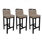 Kit 10 Banquetas Bia Veludinho Bege Aplique E Base Preta