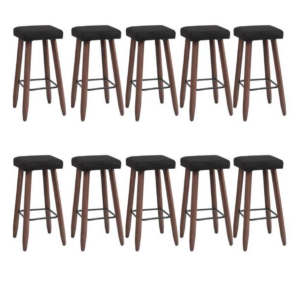 Kit 10 Banquetas Malbec Suede Cinza Pés Palito Bnn Decor