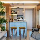 Kit 10 Banquetas Malbec Suede Mostarda Pés Palito Bnn Decor