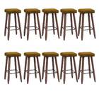 Kit 10 Banquetas Malbec Suede Mostarda Pés Palito Bnn Decor