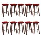 Kit 10 Banquetas Malbec Suede Vermelho Pés Palito Bnn Decor