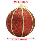 Kit 10 Bolas Glitter Vermelho Árvore De Natal Artesanal 8cm