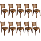Kit 10 Cadeira Encosto Palhinha Cozinha Confortável Moderna