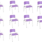 Kit 10 Cadeira Iso Infantil Creche, Escola Base Branco Lilas