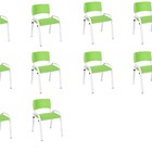 Kit 10 Cadeira Iso Infantil Creche, Escola Base Branco Verde