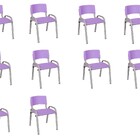Kit 10 Cadeira Iso Infantil Creche, Escola Base Cinza Lilas