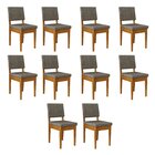 Kit 10 Cadeiras 100% Madeira Maciça Encosto E Assento Estofad