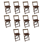 Kit 10 Cadeiras Bistrô Alta De Madeira Dobravel Robust Imbuia