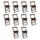 Kit 10 Cadeiras Bistrô De Madeira Dobravel Imbuia