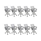 Kit 10 Cadeiras De Escritório Begonia Mesh Ergonômico Cinza